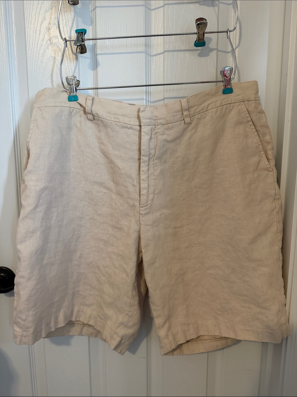 Men's J.McLaughlin Linen Blend Casual Shorts in Cream